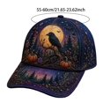 thumbnail image 3 of 3D Halloween Embroidered Baseball Cap,Raven Pumpkin Forest Moon Design Adjustable Sun Hat for Unisex,for Fall Halloween Holiday Party Outdoor Daily Wear, 3 of 4