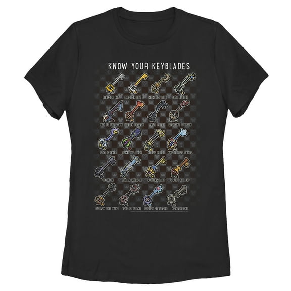 Women's Kingdom Hearts 2 Know your Keyblade  Graphic Tee Black Large