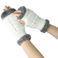 thumbnail image 2 of WNEGSTG Women'S Knitted Wool Open Finger Gloves Half Short Warm, 2 of 5