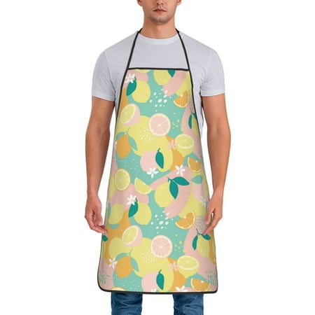 

Aprons for Men Women - Cute Lemon Pink Blue Yellow Cooking Kitchen Apron Chef Apron Waterproof Apron for Painting Pottery Baking BBQ Gardening Salon Gift For women Men