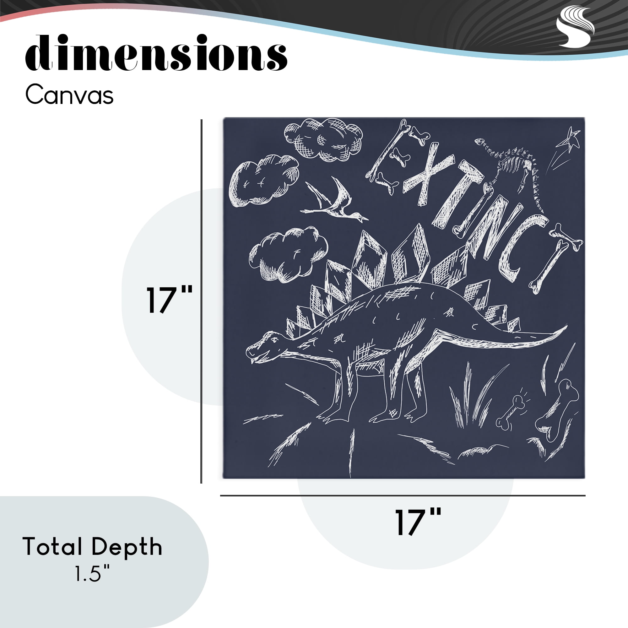 Sketchy Extinct Dinosaur Canvas Wall Art, design by HUE and MI and Sangita