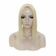 thumbnail image 6 of MY-LADY Clip in Hair Topper 100% Remy Human Extensions Women Toupee Silk Base Hairpiece with Bangs for Loss Hair #613 Bleach Blonde 12", 6 of 9