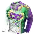 thumbnail image 4 of CONZONE Carnival Men's T-Shirts Short Sleeve Mardi Gras T Shirts for Men Casual Crew Neck Fashion Graphic Lightweight Tees Soft Cozy Half Zip Tops, 4 of 4