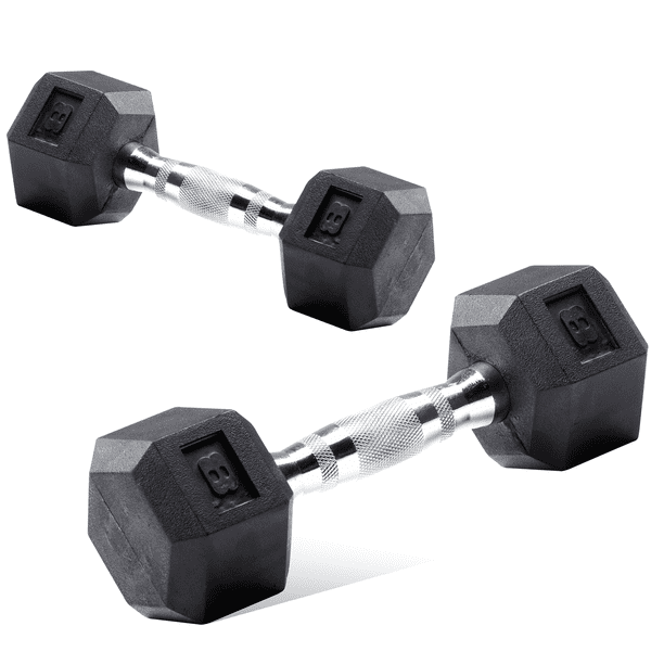 Par de Mancuernas 8 Libras 3.62 kg CU 2 Pesas Hexagonales Cromadas con Cubierta de Caucho Agarre Antideslizante Set de Pesas