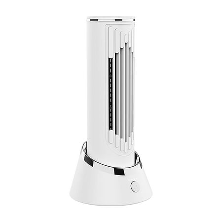 

Pompotops Tower Type Desktop Shaking Head Fan 4.92*4.92*10.43 Inches USB Charging Office Home Fan Vertical Tower Fan Mini Small Fan (White)