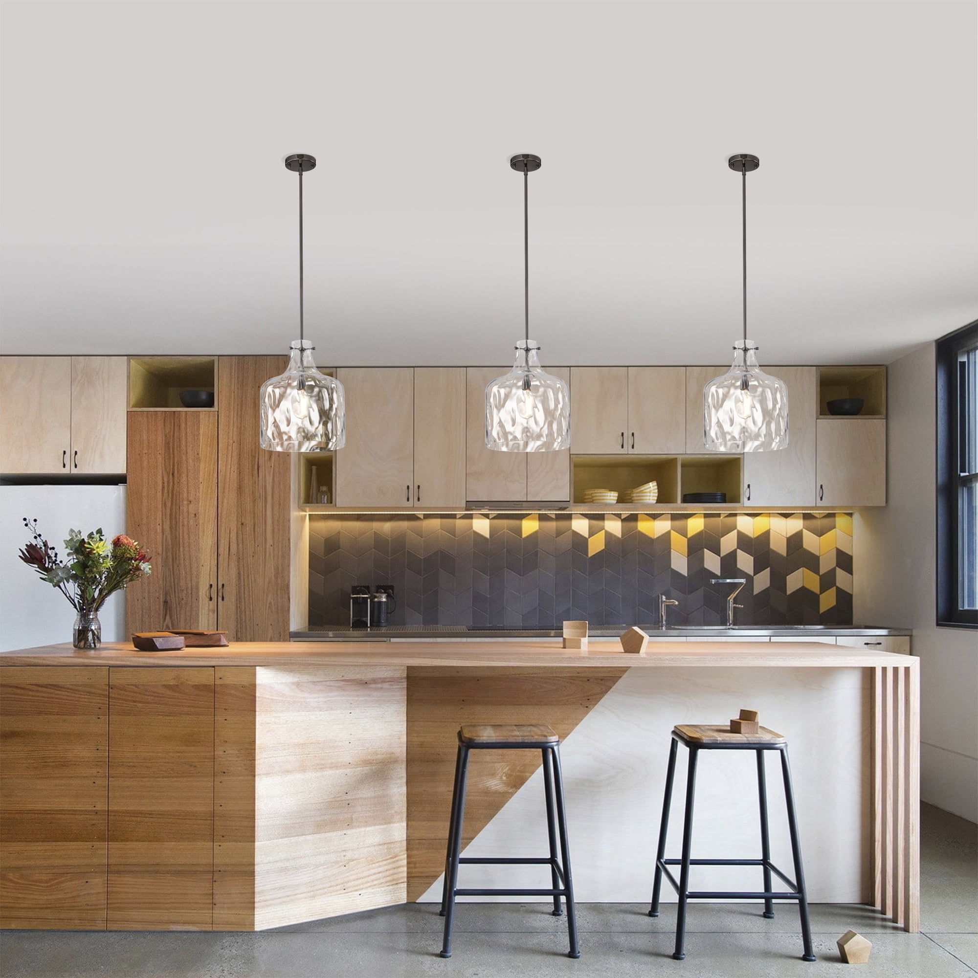 Daelan 12 in. 1-Light Indoor Pear Black Finish Pendant Light