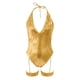 thumbnail image 4 of NECHOLOGY Ropa Interior Mujer Adulto Lencería Para Mujer Sexo Conjunto de lencería sexy de malla con tiras recortadas para mujer con gargantilla Dorado X-Grande, 4 of 7