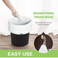 thumbnail image 5 of 6 Gallon 100pcs Strong Drawstring Trash Bags Garbage Bags by Teivio, Bathroom Trash Can Bin Liners, Plastic Bags for home office kitchen, White, 5 of 8