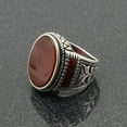 thumbnail image 6 of Handmade Men's Natural Red Carnelian Gemstone Ring in 925 Sterling Silver, Oval Flat Stone Enamel work KOHI Ring KCR013, 6 of 7