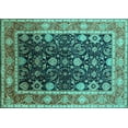 thumbnail image 1 of Ahgly Company Machine Washable Indoor Rectangle Oriental Turquoise Blue Industrial Area Rugs, 6' x 9', 1 of 4