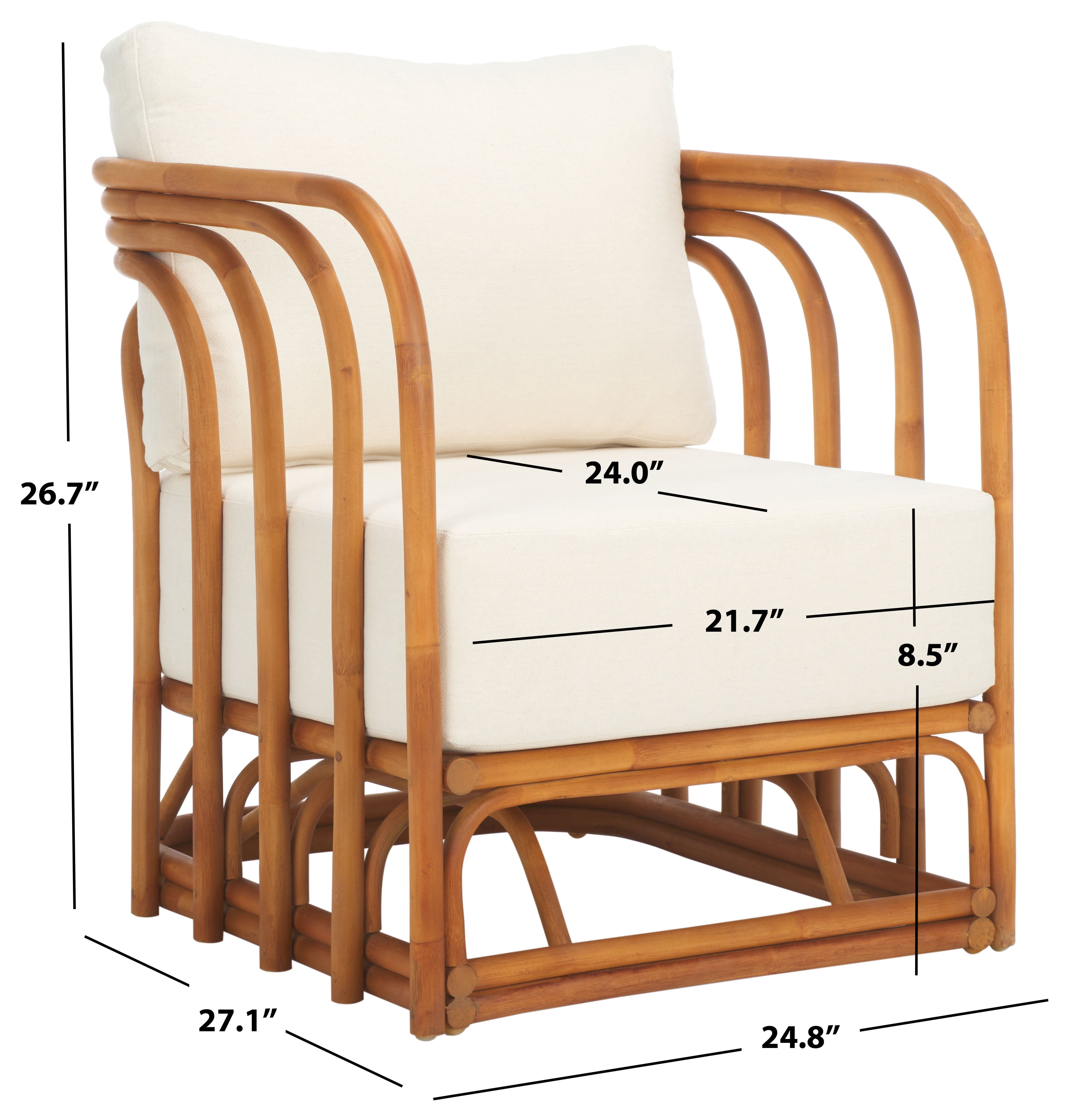 Safavieh Couture Harlowe Rattan Mid-Century Accent Chair, Natural/White