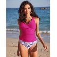 thumbnail image 3 of Trajes de baño Tankini AI'MAGE para mujer, fruncidos, con control de barriga, color rosa intenso, 3 of 6