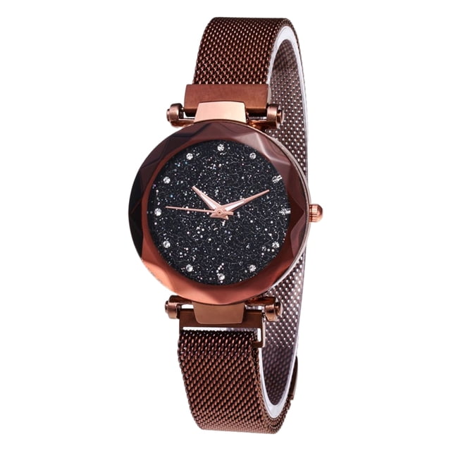 Matsuzay Reloj de cielo estrellado para mujer, reloj de lujo para mujer, reloj de cuarzo con diamantes a la moda para mujer Relojes inteligentes Marrón