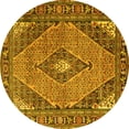 thumbnail image 1 of Ahgly Company Machine Washable Indoor Round Medallion Yellow Traditional Area Rugs, 7' Round, 1 of 4