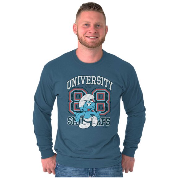 Vintage Smurf University Varsity Long Sleeve TShirt Men Women Brisco Brands S