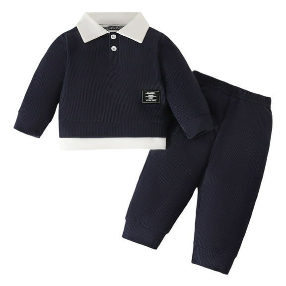 Caqnni Toddler Baby Boy Fall Winter Clothes Checkerboard Long Sleeve Sweatshirt Pants Sweatsuit Set Checkered Plaid Outfit Fall Winter Set for 0 6 12 18 24 M 1t 2t 3t 4t 5t 6t,Navy,12-18 Months