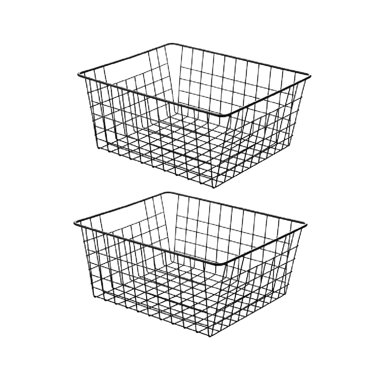 Trianu 4 Pack Freezer Wire Storage Organizer Bin Baskets with Handles, Metal Wire Baskets Storage for Organizing Fridge, Closets, Pantry, Kitchen, Garage