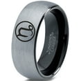 thumbnail image 1 of Tungsten Horoscope Capricorn Band Ring 8mm Men Women Comfort Fit Black Dome Brushed Gray Polished, 1 of 4