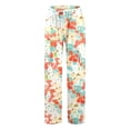 thumbnail image 5 of Women's Casual Pants High Waist Straight Leg Comfortable Pants With Drawstring Floral Print For Daily Wear Vacation Spring Summer Fall Womens plus Size Pants Casual Work Womens Striped Pants Casual, 5 of 5