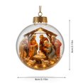 thumbnail image 3 of Illuminated Nativity Scene Christmas Ball Ornament with 3D Figurines and Warm Led Lights, 1 Piece, Clear Glass with Gold Cap, for Christian Home Decor, Holiday Decoration, 3 of 4