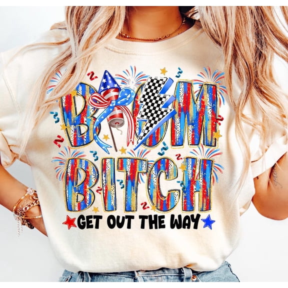 Boom Babe T-Shirt – Funny Fireworks Shirt with Lightning and Attitude, Patriotic Humor Tee for Independence Day
