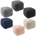 thumbnail image 5 of Casafield Square Pouf Ottoman, Light Gray - 18.5" W x 18.5" D x 14.5" H Cotton Knit Foot Stool - Boho Floor Pouffe for Living Room, 5 of 7