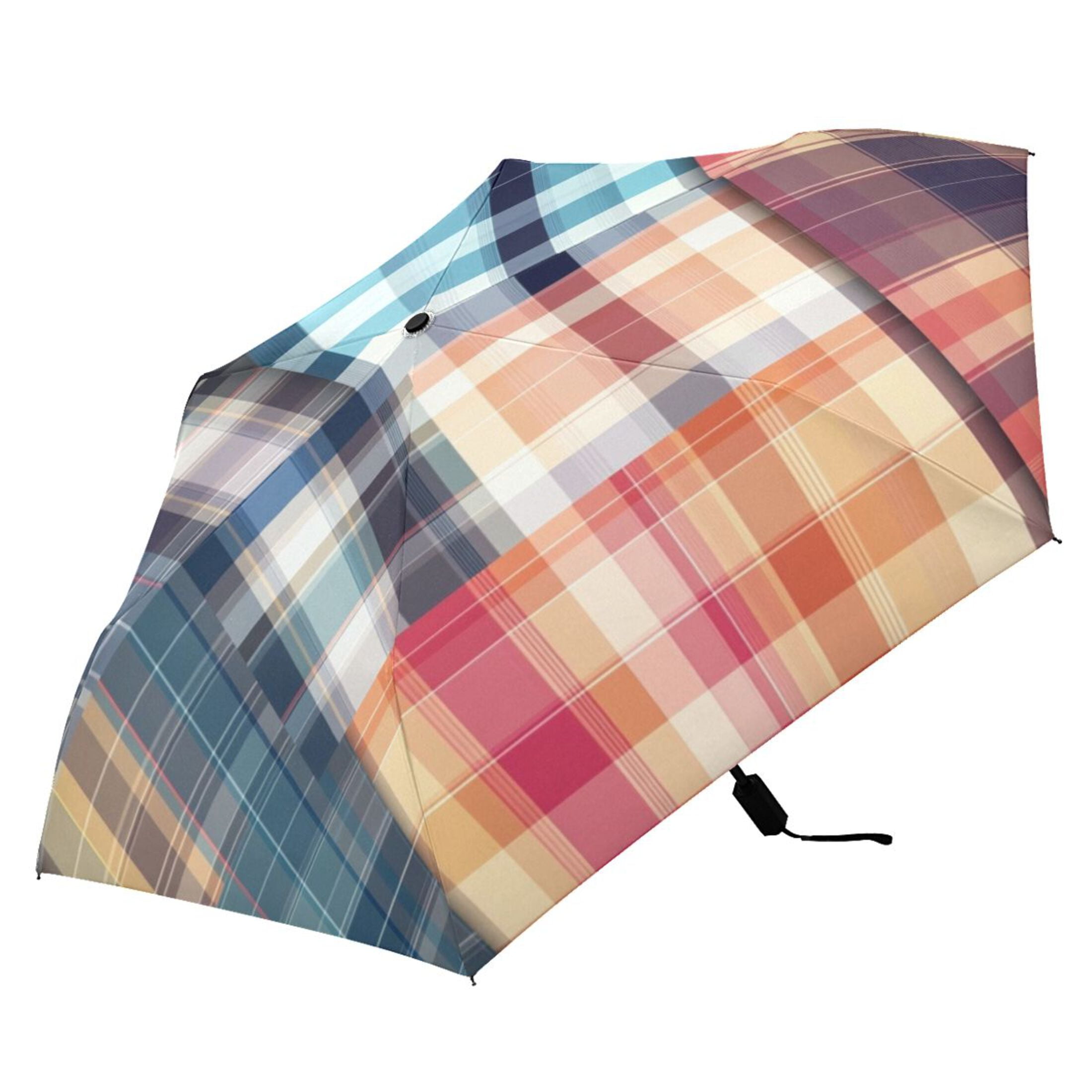 ALAZA Checkered Grid Pattern-a2 UPF 50+ Compact Folding Umbrella for Rain Travel Umbrella Packable