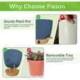 thumbnail image 4 of FIASON 5 Pack 6 Inch Self Watering Plant Pots, Blue with Brown Base, with Watering Lip, Drainage Holes & Removable Saucer, for Indoor Outdoor Garden House Plants, 4 of 13