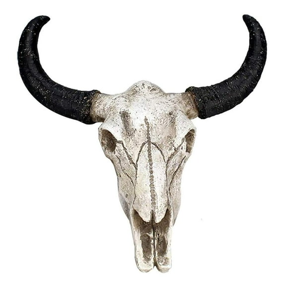 YIEMEEN Animal Long Horn Cow Skull Wall Hanging for Creative Halloween Resin Art Crafts Ornaments Home Mounted Decor