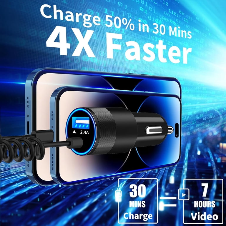 Lightning To Cigarette Lighter Adapter With Extra USB Port