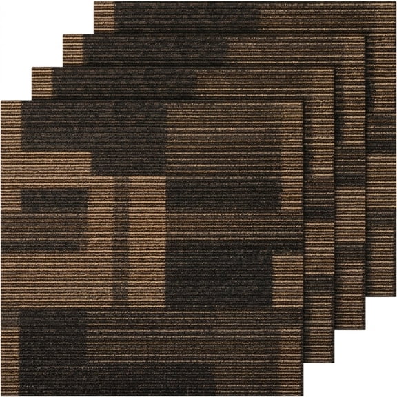 JUVOCT 24-Pack 24"x24" Soft Padded Carpet Tiles, Reusable DIY Carpet Squares, Mixed Brown