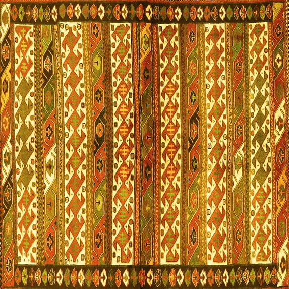 Ahgly Company Indoor Square Southwestern Yellow Country Area Rugs, 5' Square