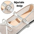 thumbnail image 4 of CHICVOMEY Women’s Mesh Mary Jane Ballet Flats Bow Knot Square Toe Soft Sole Shoes Breathable Slip On Flats with Adjustable Buckle Strap for Casual Office Summer Daily Wear, 4 of 7