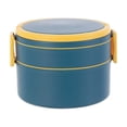 thumbnail image 2 of Kadlawus Double-Layer Round Lunch Box for Study, Portable Plastic Food Container, Microwave-Safe Storage Box for Office, Study, Picnic, 2 of 6