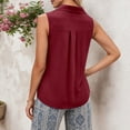 thumbnail image 3 of CUSTG Women Casual Shirts Simple Solid Color Sleeveless Collared Blouse Button Down Shirt Lightweight Summer Tops Work Vacation Dailywear, 3 of 4