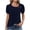 Navy, variant on XuJwPNcy Eyelet Tops for Women Summer Asymmetrical Neck Embroidered Shirts Short Sleeve Casual Vacation Blouses