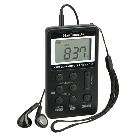 - TSV Mini Digital Portable Pocket LCD AM FM Radio 2 Band Stereo Receiver w/Headphone