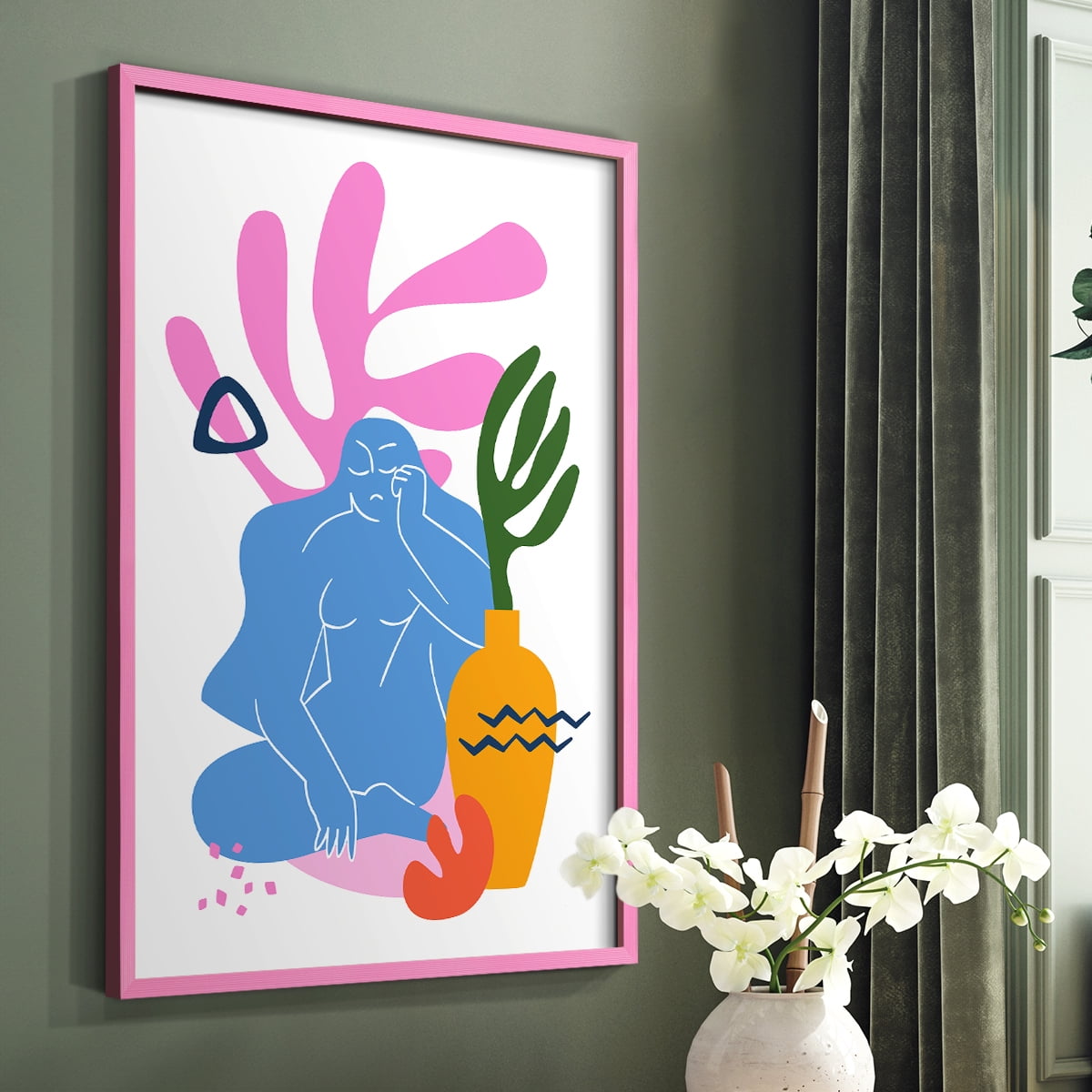 Matisse CDLII in Pink Solid Wood Framed Print No Nail Hanging