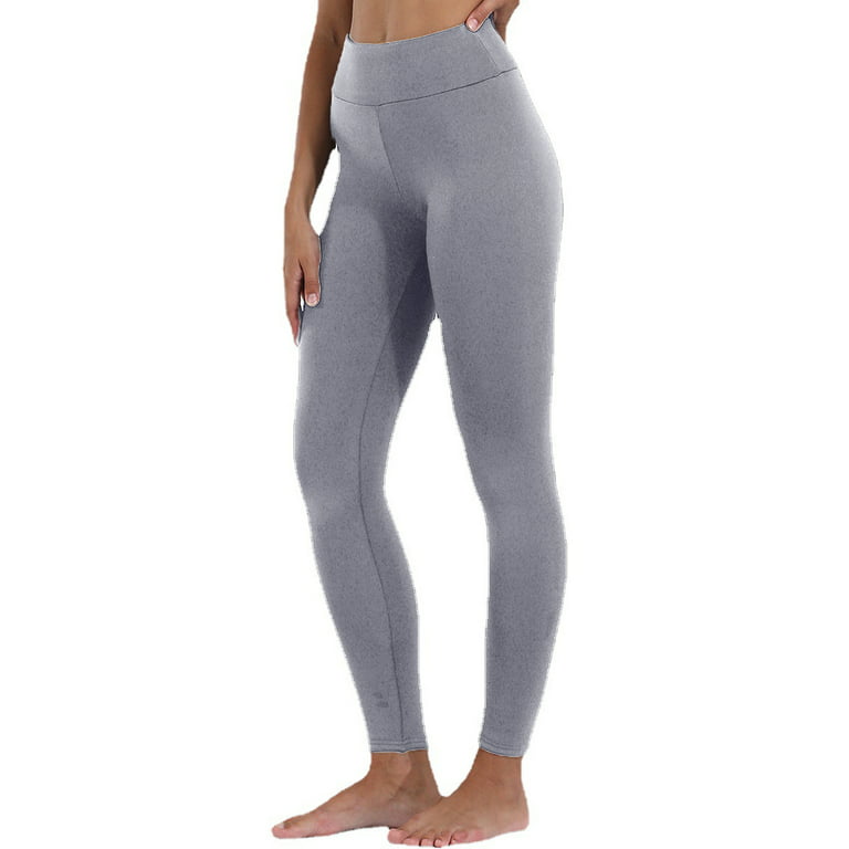 TheFound Women's Fleece Lined Leggings Thermal Warm High Waist Slim Fit  Winter Long Pants Athletic Jogger Yoga Pants Light Gray L