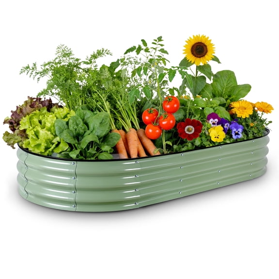 Tufmunb Raised Garden Bed, Galvanized Raised Metal Planter Boxes Outdoor for Vegetables, Fruits and Flowers, 6x3x1FT, Green