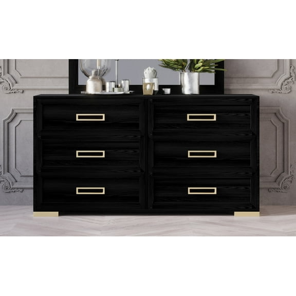 HMD Deena 6 Drawer Dresser Box A, Black