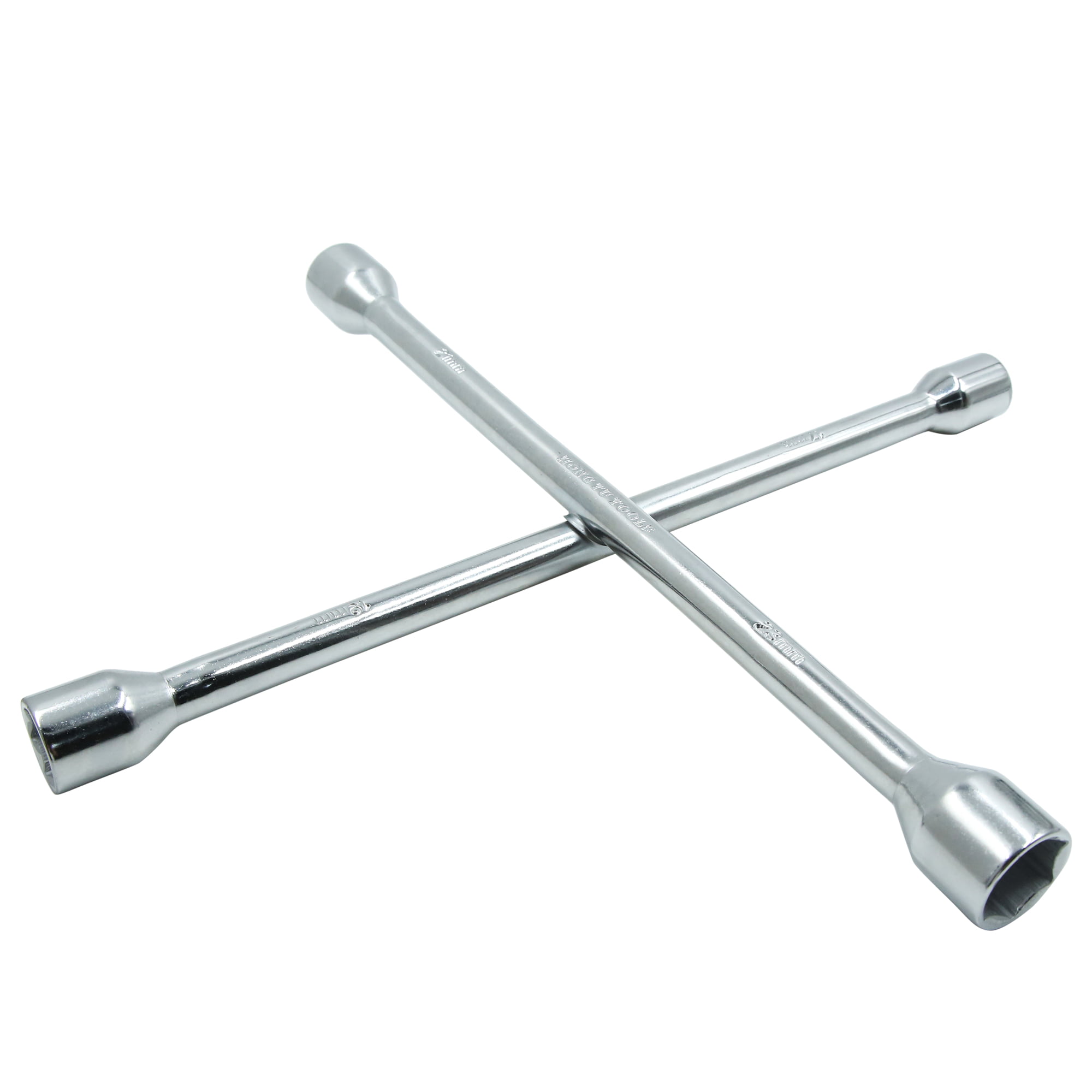 EXXO Tools Universal Lug Wrench - Heavy Duty 4 Way Lug Wrench Crosswrench  Spare Tire Iron Wheel Nut Spanner Car Jack Ratchet Wrench Lug Tool for Car