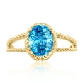 thumbnail image 1 of 1.25 Carat Blue Topaz Oval Shape Ring In 10K Solid Rose, White & Yellow Gold, 1 of 1