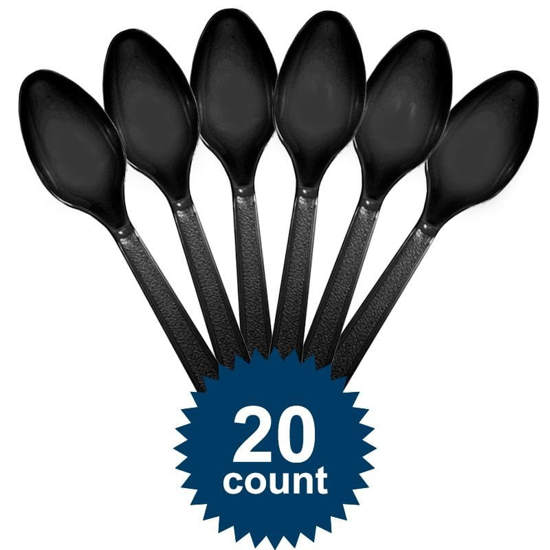 Black Plastic Spoons - 24 ct