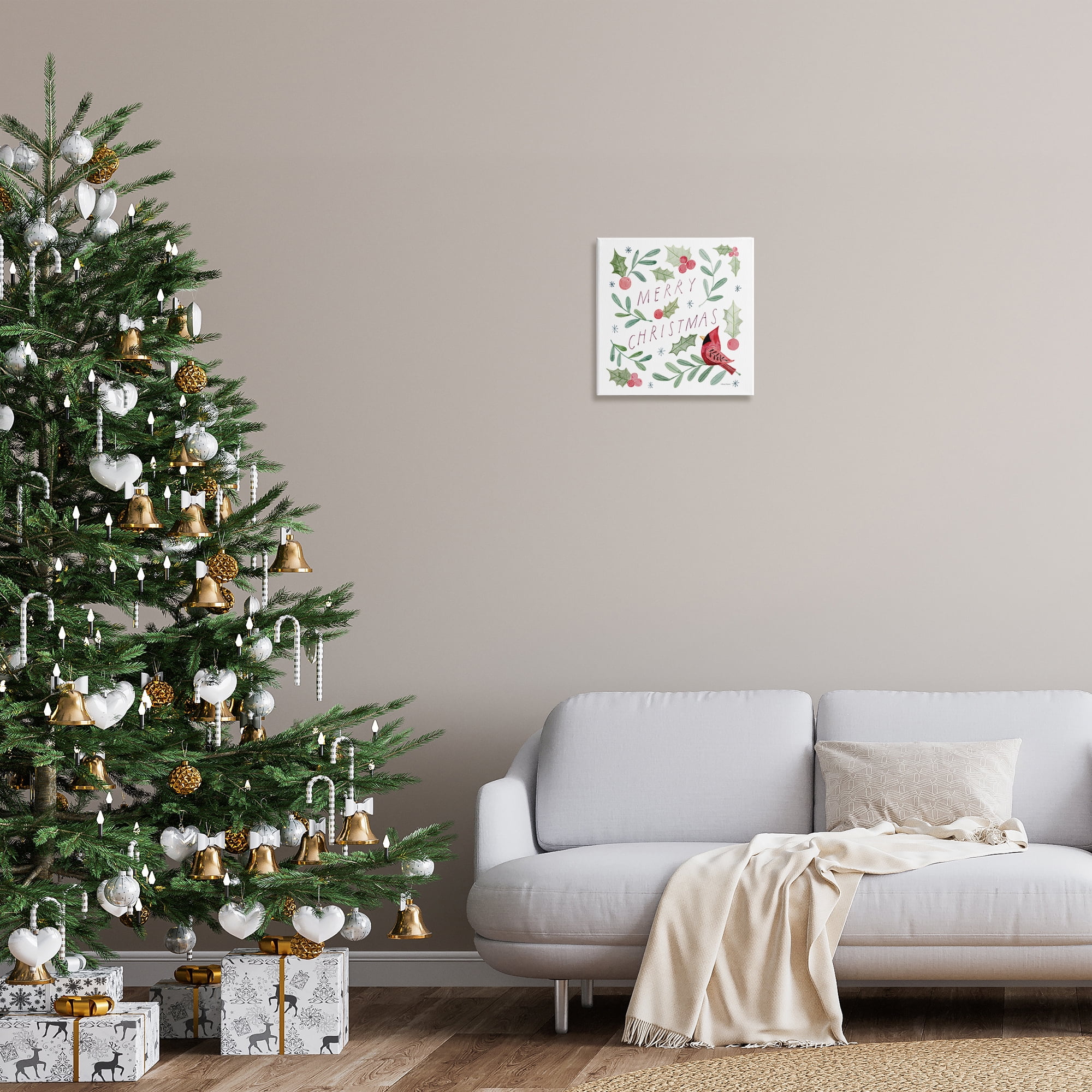 Stupell Industries Soft Whimsical Christmas Holiday Painting Gallery Wrapped Canvas Art Prints Wall Art, 17 x 17