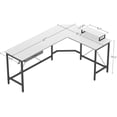 thumbnail image 5 of CubiCubi 67 x 47inch L Shaped Computer Corner Desk with Small Table and Fabric Drawer, White Finish, 5 of 6