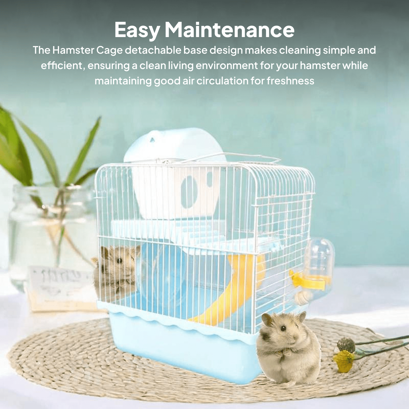 oshhni Small Animal Carrier Cage Hamster Cage for Dwarf Hamster Guinea Pig Hedgehog blue