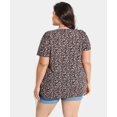thumbnail image 3 of CASSIE LIZ Plus Size Short Sleeve Tops for Women Casual Floral Black 3X Swing Flowy Blouses Fashion V Neck Pullover Pleated Shirts Loose Fit Tee Spring Summer Tunics 3XL 22W 24W, 3 of 8