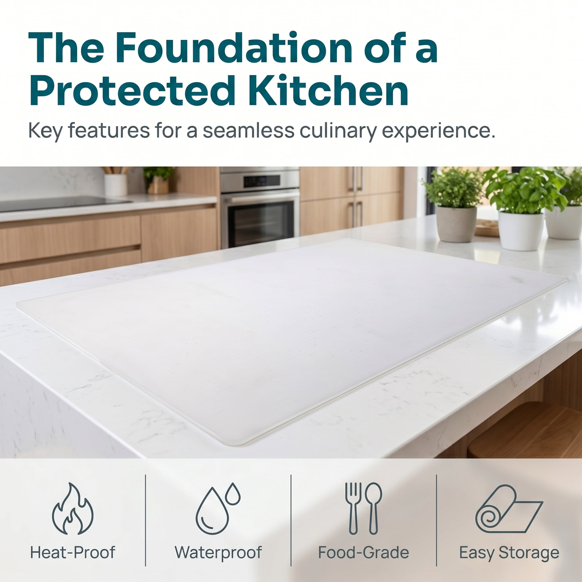 Unique Bargains Silicone Heat Resistant Countertop Protector Pad Mat Clear 35.4"x23.6"