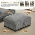 thumbnail image 4 of Muumblus Accent Chair with Storage Ottoman, Indoor Chaise Lounge Armchair with USB & Phone Stand, Gray Chenille, 4 of 11
